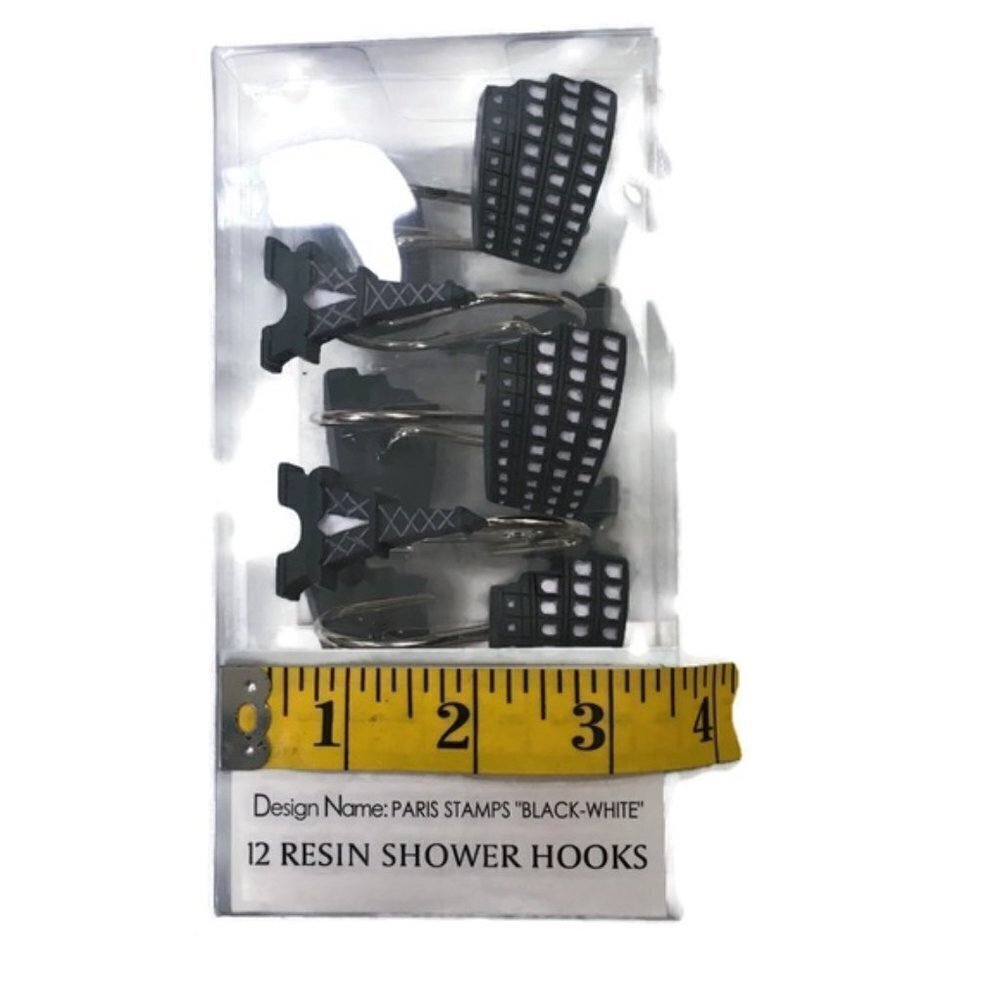 Paris Eiffel Tower Shower Curtain Hooks Parisian French Decor Set of 12 - Picture 6 of 14